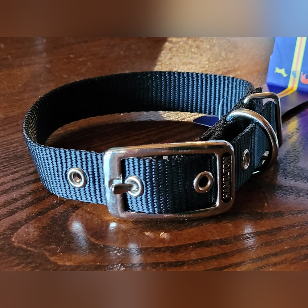 2 /$15  New Hamilton Nylon Dog Collar Metal Buckle  16"  Black